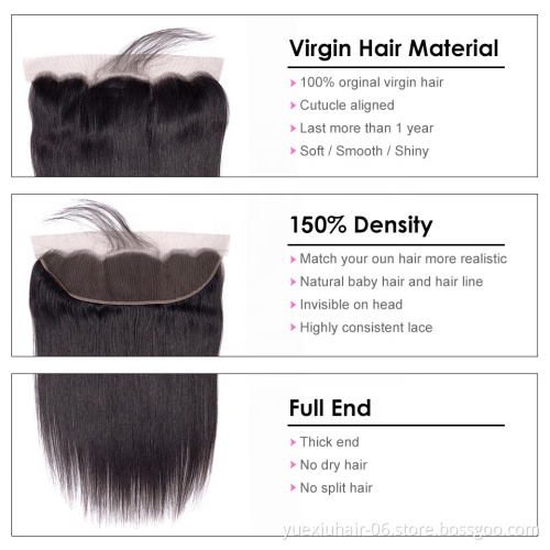 Virgin Human Hair Lace Frontal, Pre Plucked Swiss Lace Frontal,Ear To Ear Lace Frontal